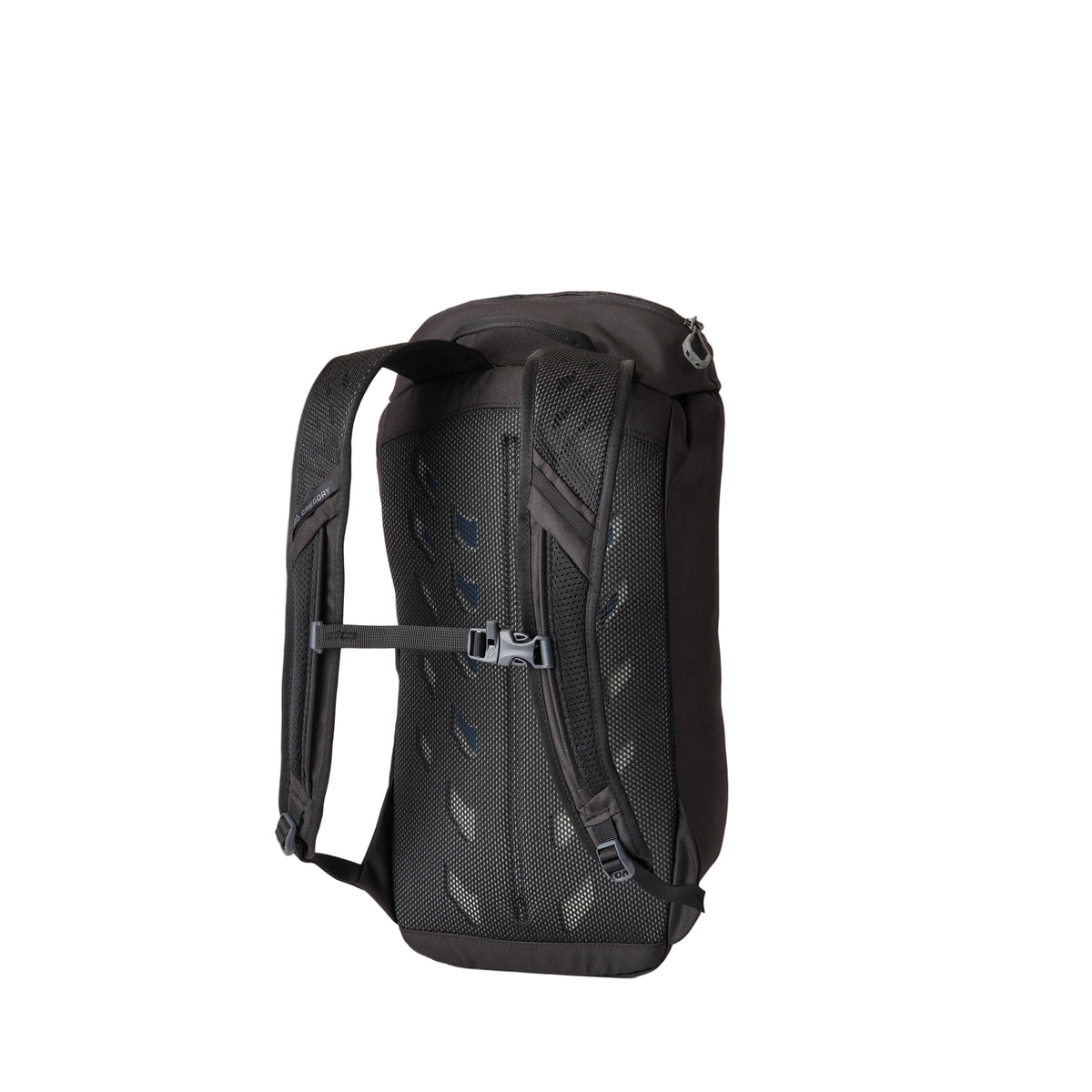 Gregory Nano 16L Daypack in Optic Black - Back View showing airmesh shoulder harnesses