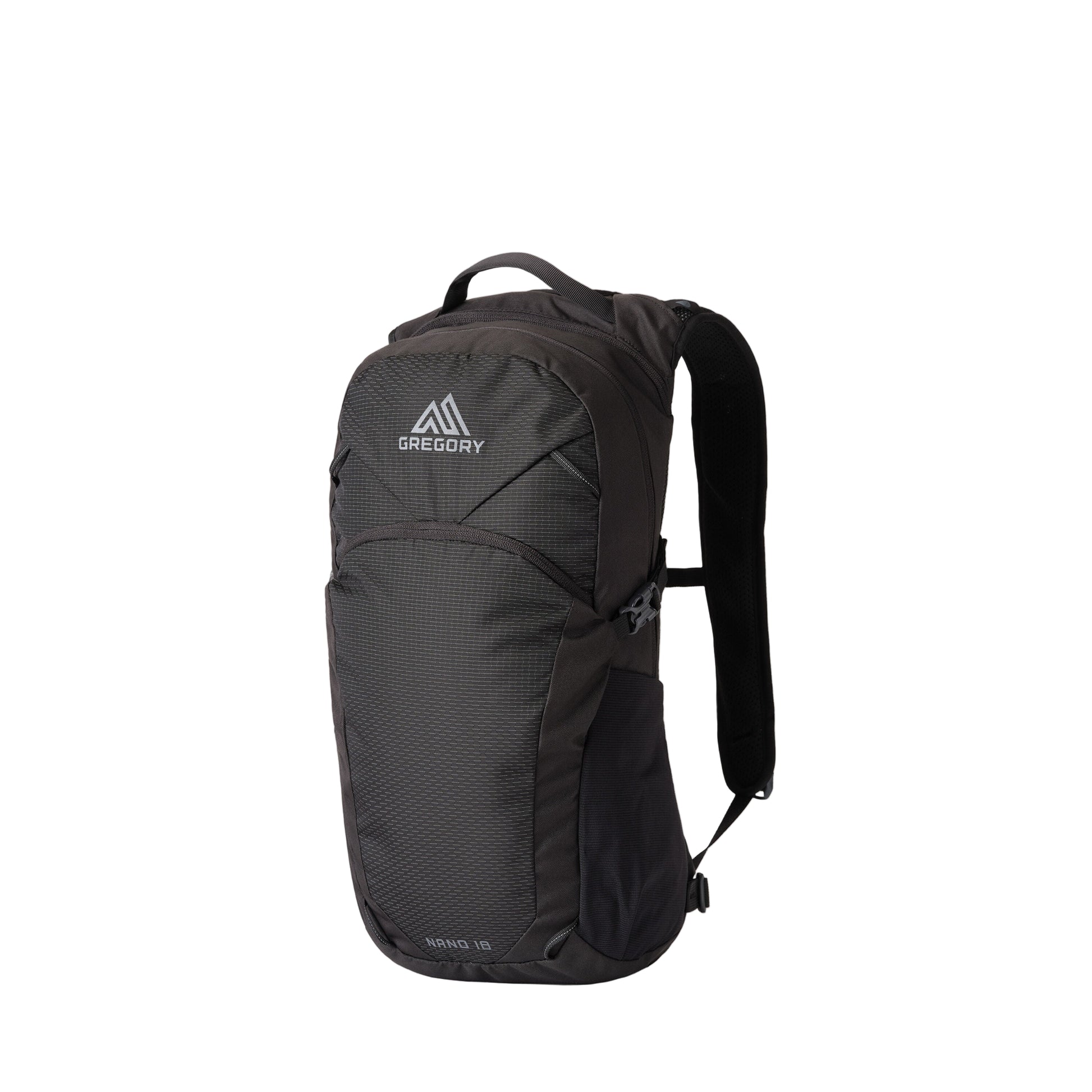 Gregory Nano 18L Daypack in Optic Black - Front View with laptop/tablet sleeve