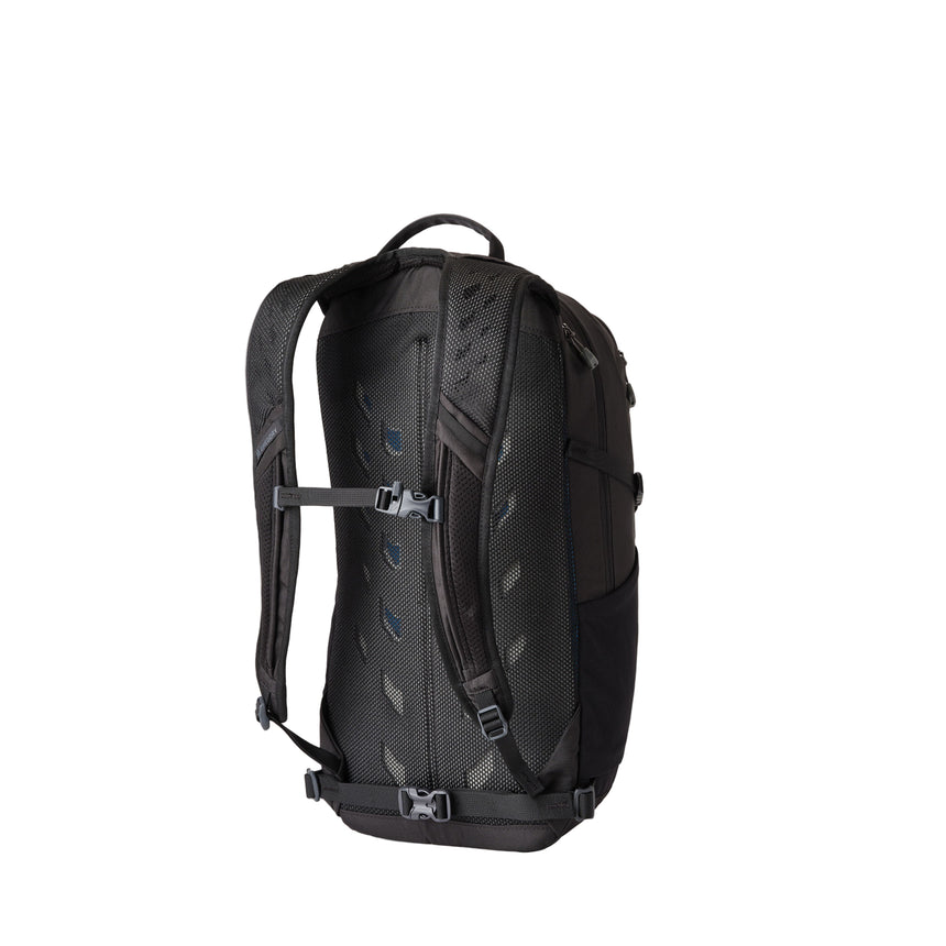 Gregory Nano 20L Daypack in Optic Black - Back View showing padded airmesh shoulder harnesses
