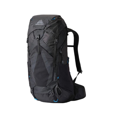 Gregory Paragon 40L Men's Backpack in Alpine Black - Front View with FreeFloat Hybrid suspension
