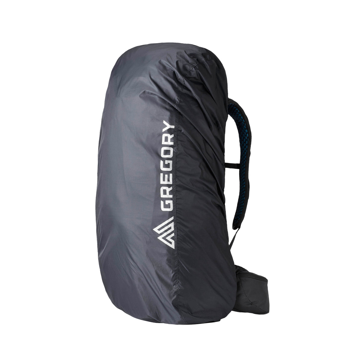 Gregory Raincover 30-50L Waterproof Backpack Cover in Obsidian Black - Front View with reflective logo