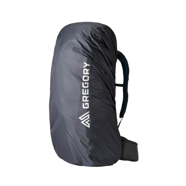 Gregory Raincover 30-50L Waterproof Backpack Cover in Obsidian Black - Front View with reflective logo