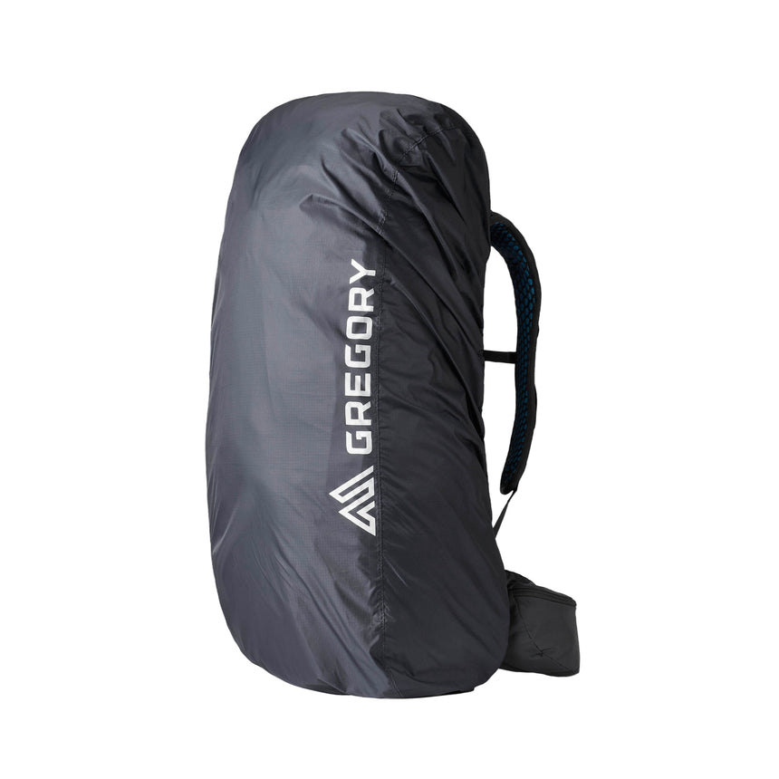 Gregory Raincover 30-50L Waterproof Backpack Cover in Obsidian Black - Front View with reflective logo