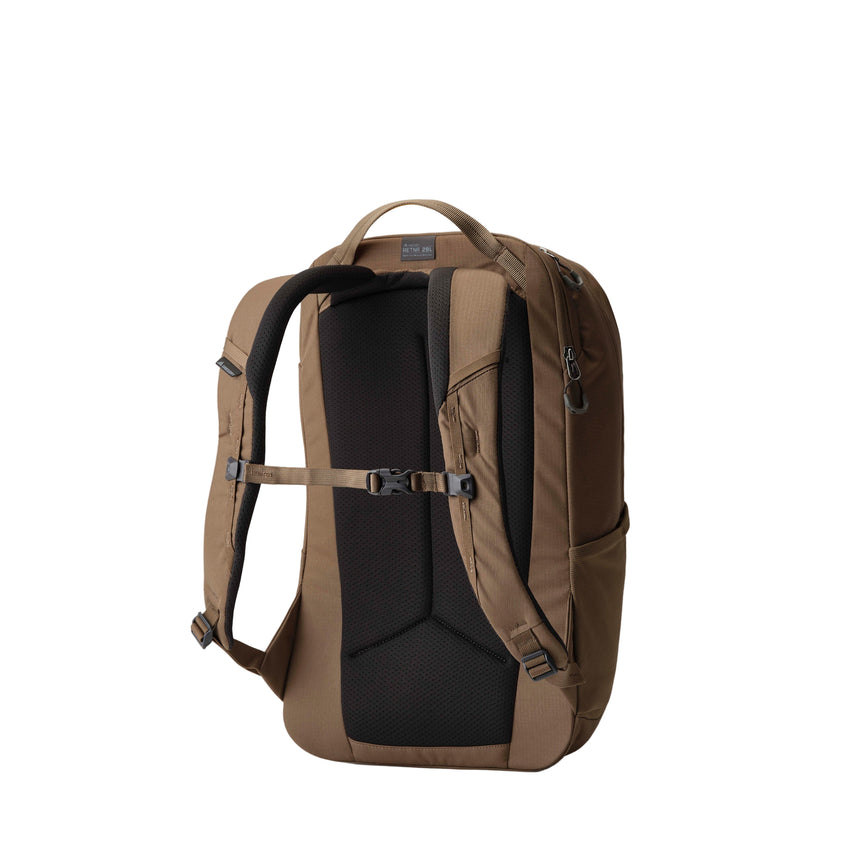 Gregory Retna 28L Everyday Backpack in Mesa Brown - Back View showing breathable airmesh backpanel