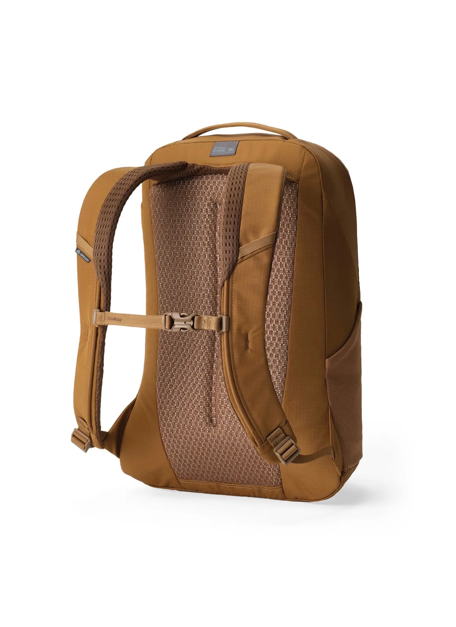 Gregory Rhune 18L Everyday Backpack in Coyote Brown - Back View showing breathable backpanel