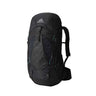 Gregory Stout 45L Men's Backpack in Forest Black - Front View showing adjustable straps and mesh pockets