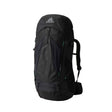 Gregory Stout 55L Men's Backpack in Forest Black - Front View showing adjustable straps and oversized mesh pockets