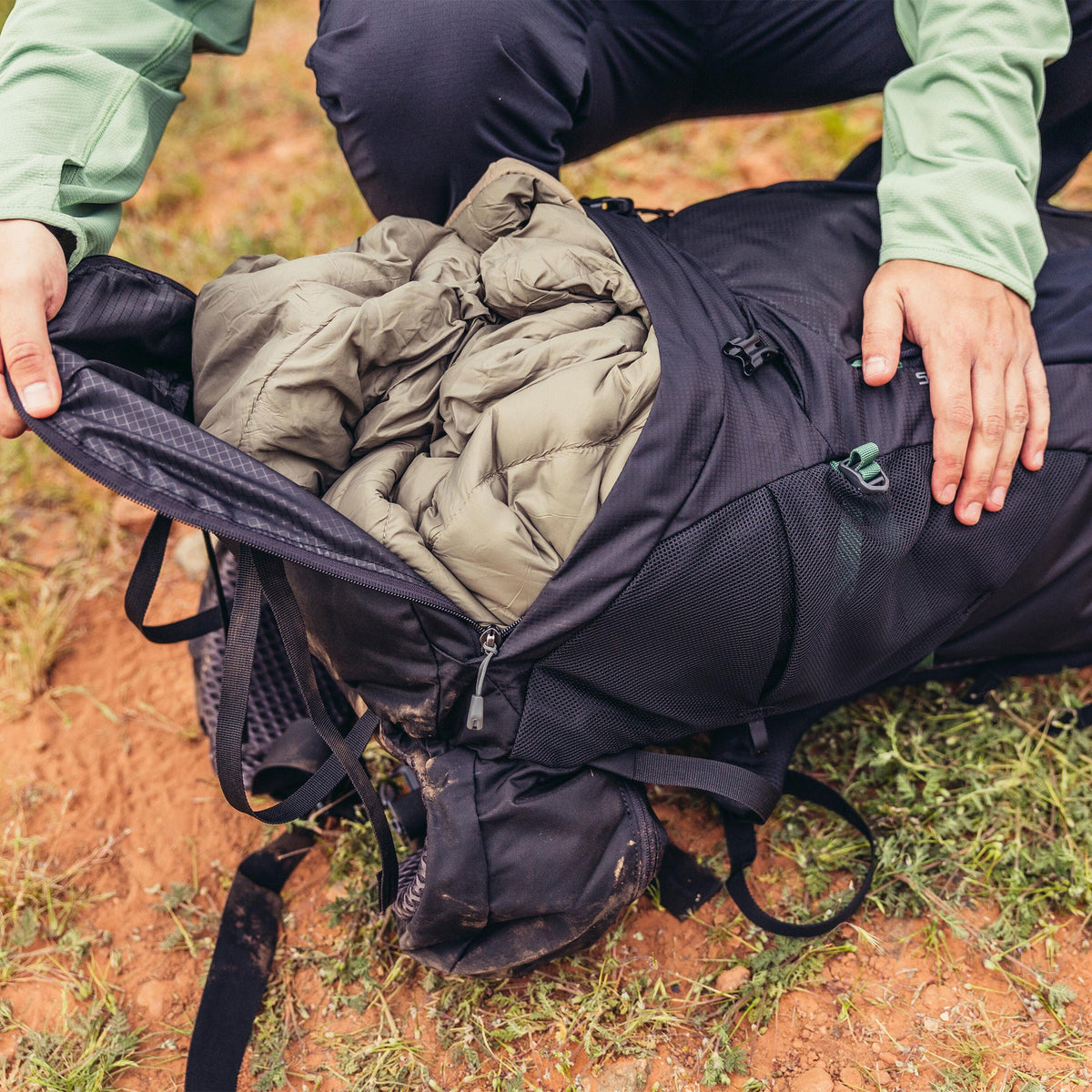 Gregory Stout 55 Zippered Bottom Sleeping Bag Compartment with removable divider for flexible packing