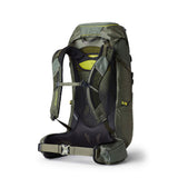 Gregory Zulu 45L Men's Backpack in Forage Green - Back View showing tensioned mesh backpanel for ventilation