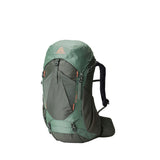 Gregory Amber 34L Women's Backpack in Lichen Green - Front View showing adjustable straps and mesh pockets