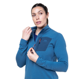 Mountain Equipment Lumiko Women's Zip T Outdoor Action Stellar/Majolica- zip