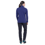 Mountain Equipment Lumiko Women's Zip T Outdoor Action Amethyst/Medieval- back fit on model