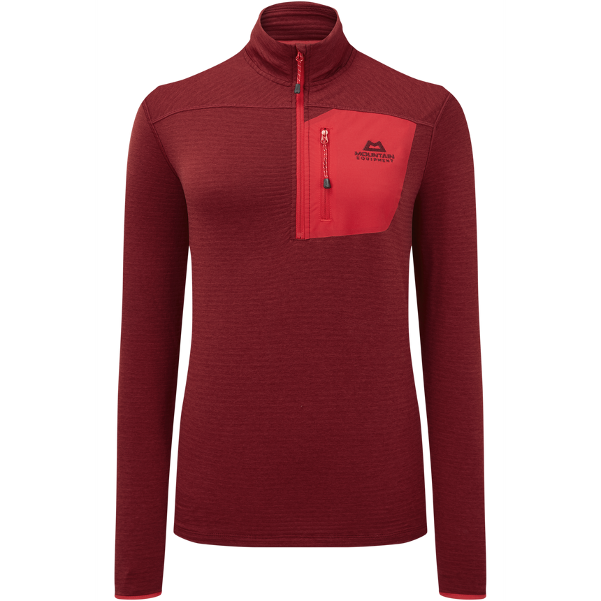 Mountain Equipment Lumiko Women's Zip T Outdoor Action Rhubarb/Capsicum- front