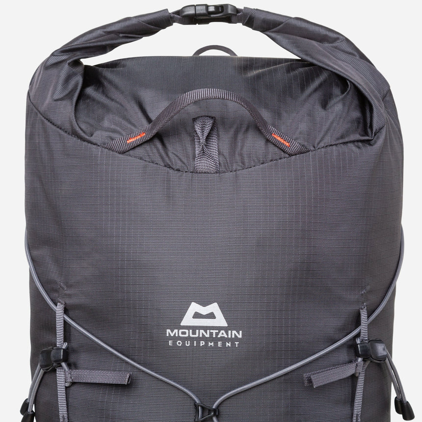 Mountain Equipment Orcus 28+ Backpack Outdoor Action Anvil Grey - Close up top handle image
