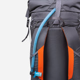 Mountain Equipment Orcus 28+ Backpack Outdoor Action Anvil Grey - Close up hydration tube image