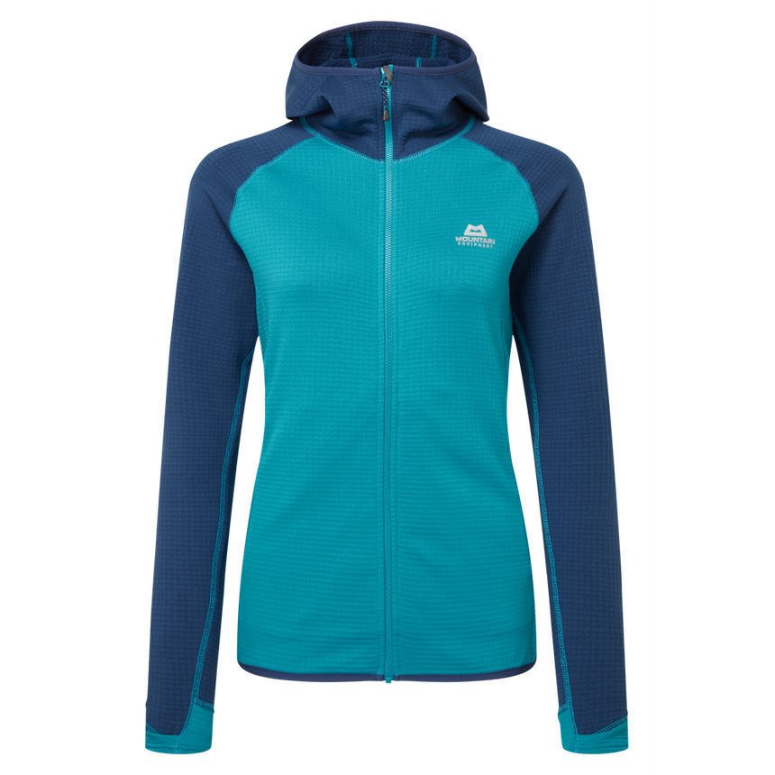 Mountain Equipment Eclipse Hooded Women's Jacket Outdoor Action Topaz/Medieval- front