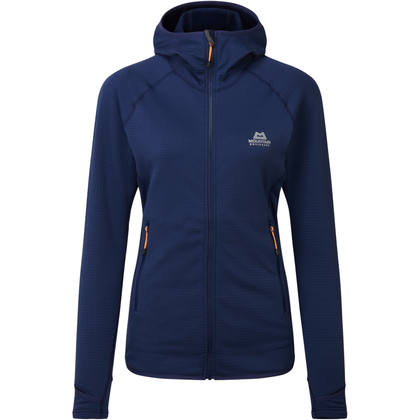 Mountain Equipment Eclipse Hooded Women's Jacket Outdoor Action Medieval Blue- front