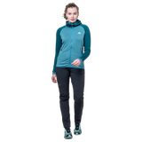 Mountain Equipment Eclipse Hooded Women's Jacket Outdoor Action Topaz/Medieval- front fit on model