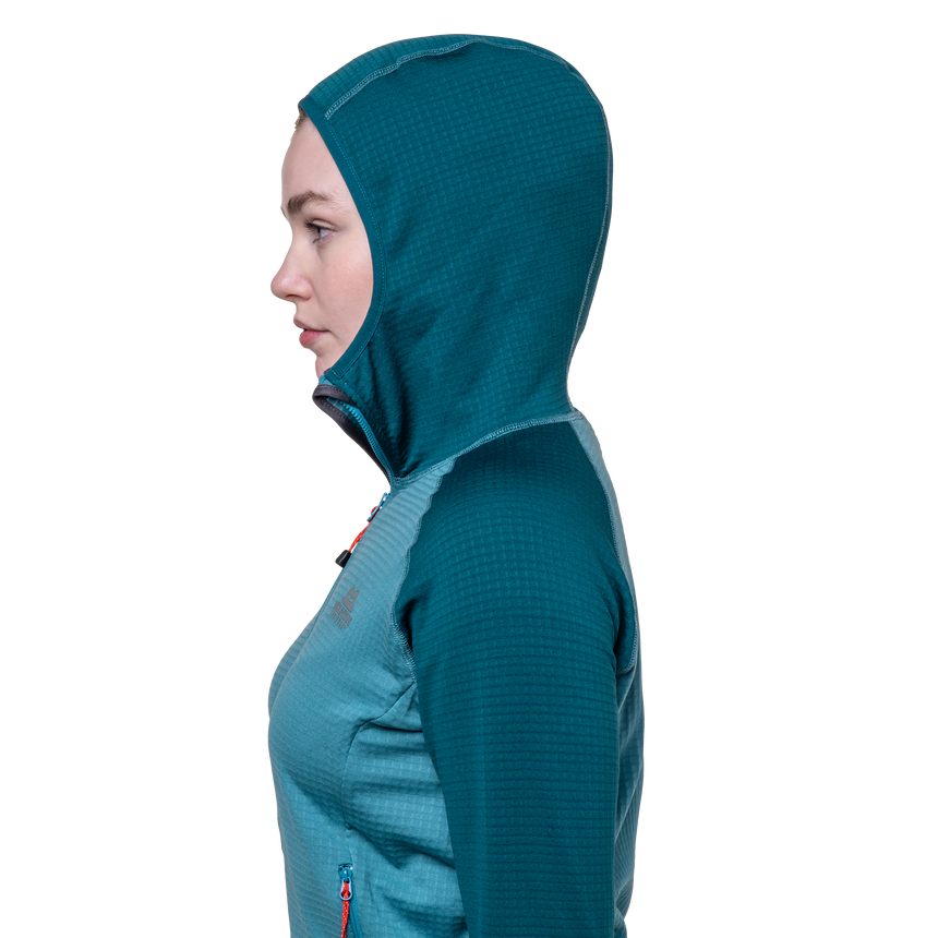 Mountain Equipment Eclipse Hooded Women's Jacket Outdoor Action Topaz/Medieval- hood