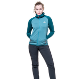 Mountain Equipment Eclipse Hooded Women's Jacket Outdoor Action Topaz/Medieval- front fit on model