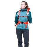 Mountain Equipment Eclipse Hooded Women's Jacket Outdoor Action Topaz/Medieval- front fit on model