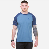 Mountain Equipment Nava Men's Crew Outdoor Action Bluefin/Dusk - Front Fit on Model