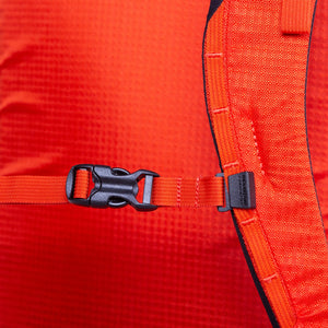 Mountain Equipment Tupilak 37+ Backpack close up of buckle unclipped 