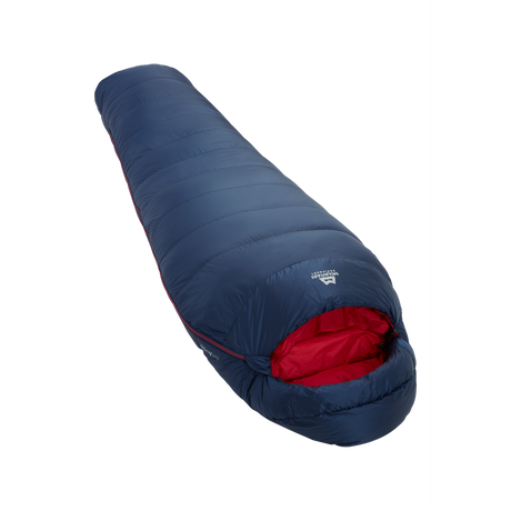 Mountain Equipment Helium 250 Women's Sleeping Bag Outdoor Action Medieval Blue -Slanted Full Length