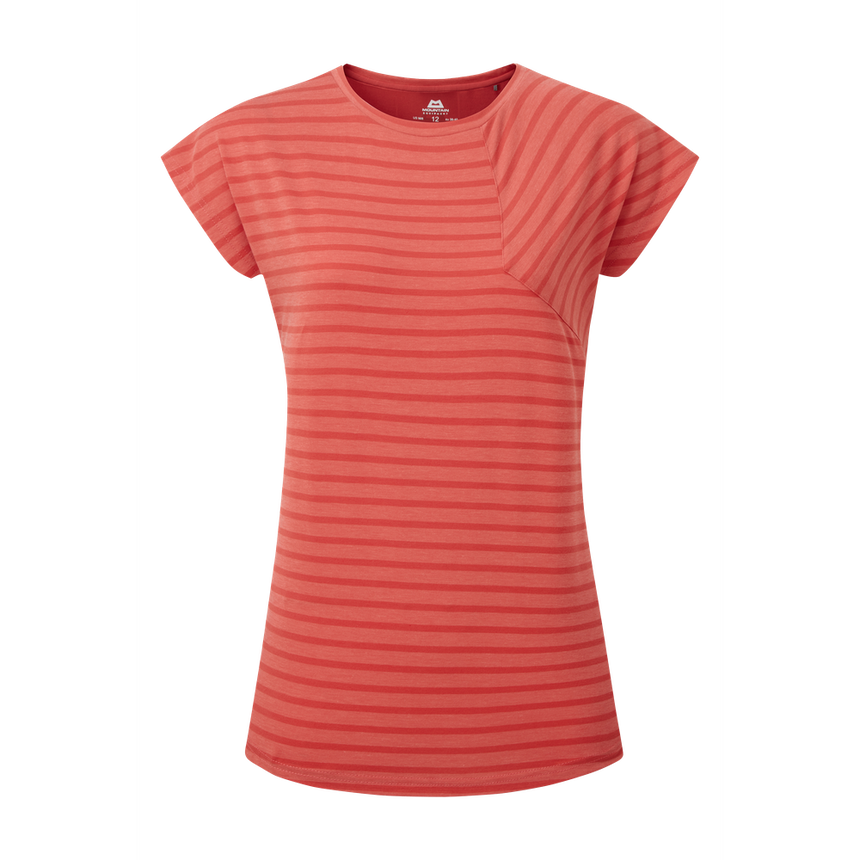Mountain Equipment Silhouette Women's Tee Outdoor Action Rosewood Stripe/Rwood - Front