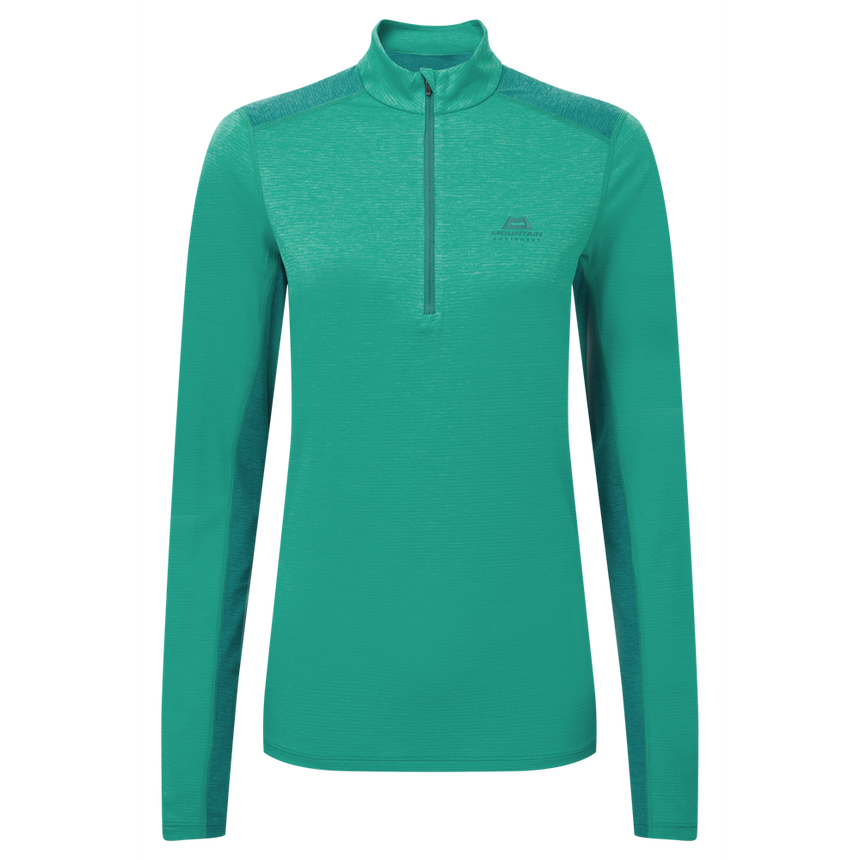Mountain Equipment Nava LS Women's Zip T Outdoor Action Jade/Spruce - Front