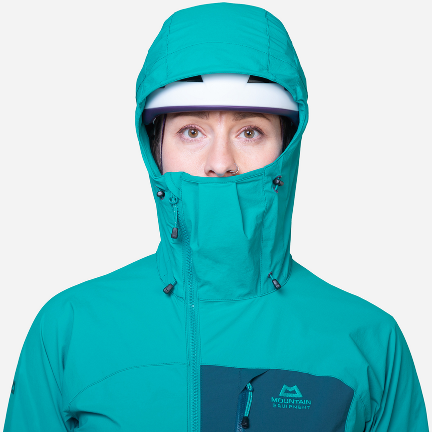 Mountain Equipment Squall Hooded Women's Jacket Outdoor Action Topaz/Majolica - Adjustable HC Hood