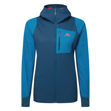 Mountain Equipment Switch Pro Hooded Women's Jacket Outdoor Action Majolica/Mykonos- front