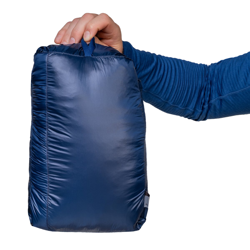 Mountain Equipment Oreus Hooded Men's Jacket Outdoor Action Merlot/Admiral Blue- stuff sack