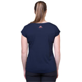 Mountain Equipment Silhouette Women's Tee Outdoor Action Cosmos Stripe/Cosmos - Back Fit on Model