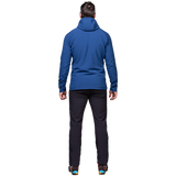 Mountain Equipment Shroud Hooded Men's Jacket Outdoor Action Admiral/Cosmos- Back Fit on Model