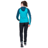 Mountain Equipment Aiguille Hooded Women's Top Outdoor Action Topaz/Majolica Blue - Full View