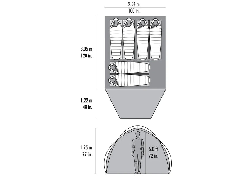 MSR Habitude 6 Family & Group Camping Tent Outdoor Action- Floorplan