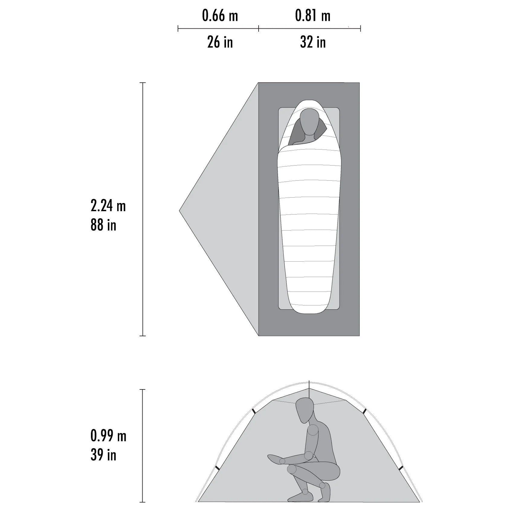 MSR Hubba Hubba™ LT 1-Person Backpacking Tent Outdoor Action-Tent Dimensions