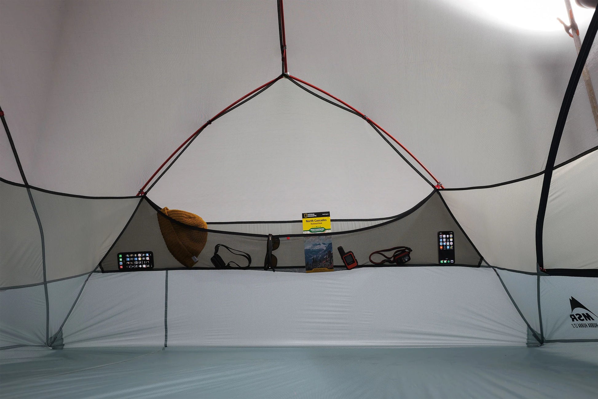 MSR Hubba Hubba™ LT 3-Person Backpacking Tent Outdoor Action- End Pocket Detail