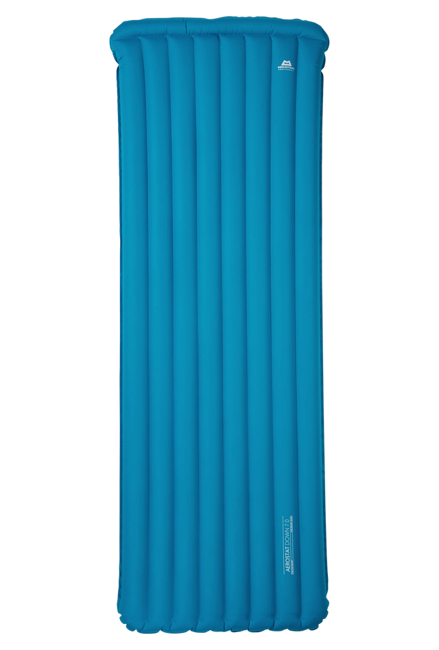 Mountain Equipment Aerostat Down 7.0 Mat Wide Regular in Mykonos Blue - Full Front View