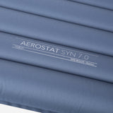 Mountain Equipment Aerostat Synthetic 7.0 Sleeping Mat in Ombre Blue - Close-Up of Product Details on Mat Fabric