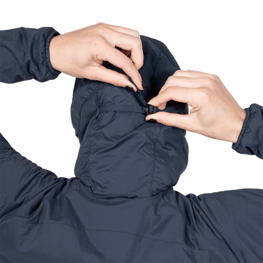Mountain Equipment Aerotherm Hooded Women's Jacket in Blue Nights - Micro-grid lining detail