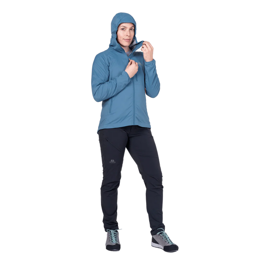 Mountain Equipment Aerotherm Hooded Women's Jacket in Stellar Blue - Micro-grid lining detail