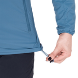 Mountain Equipment Aerotherm Hooded Women's Jacket in Stellar Blue - Pocket detail