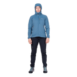 Mountain Equipment Aerotherm Hooded Women's Jacket in Stellar Blue - Front model view alternate