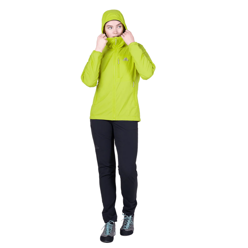 Mountain Equipment Aerotherm Hooded Women's Jacket in Vine Green - Front full length model view
