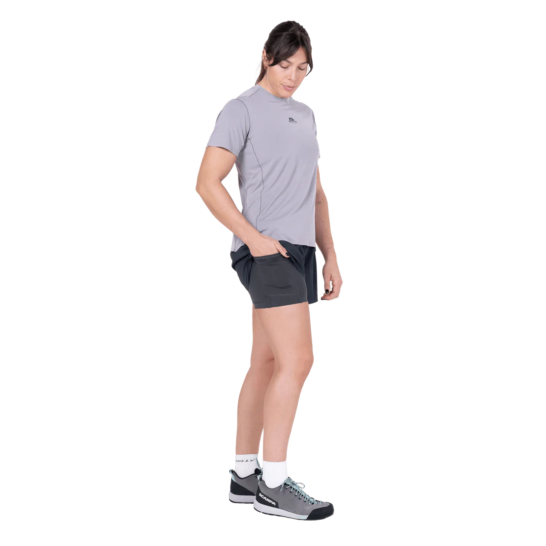 Mountain Equipment Agilix Women's Twin Short in Blue Nights - Side model view