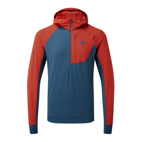 Mountain Equipment Aiguille Hooded Men's Top in Dusk/Red Rock - Front