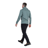 Mountain Equipment Apiro Hooded Men's Jacket in Goblin Blue - Back, on model 2