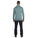 Mountain Equipment Apiro Hooded Men's Jacket in Goblin Blue - Back, on model